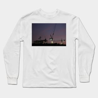 Cranes at Night in Sheffield, UK Long Sleeve T-Shirt